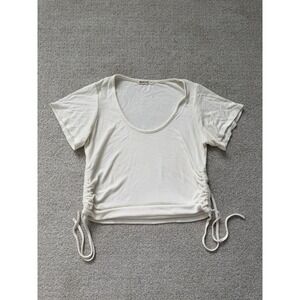 Marine Layer Casual Crop Top Size XS Cream White Side Cinch Ribbed